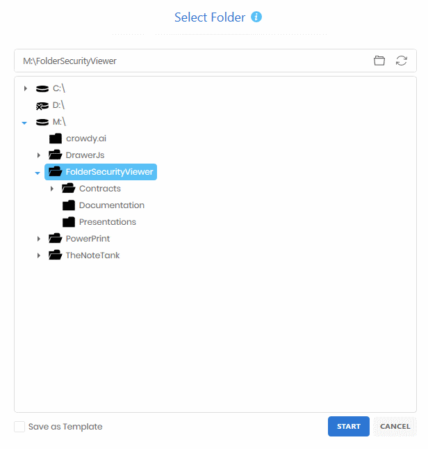 Select a folder to generate a Folder Report